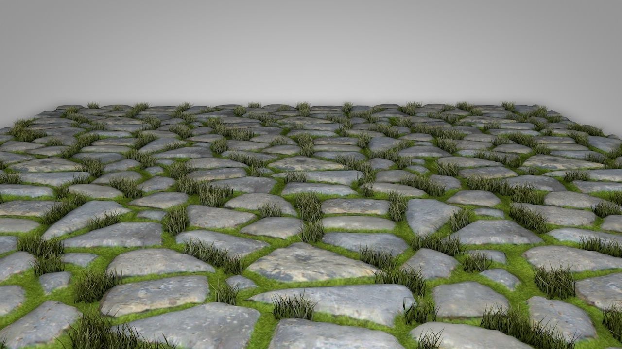 Seamless Grass Pavement Patterns Low-poly 3D model_10