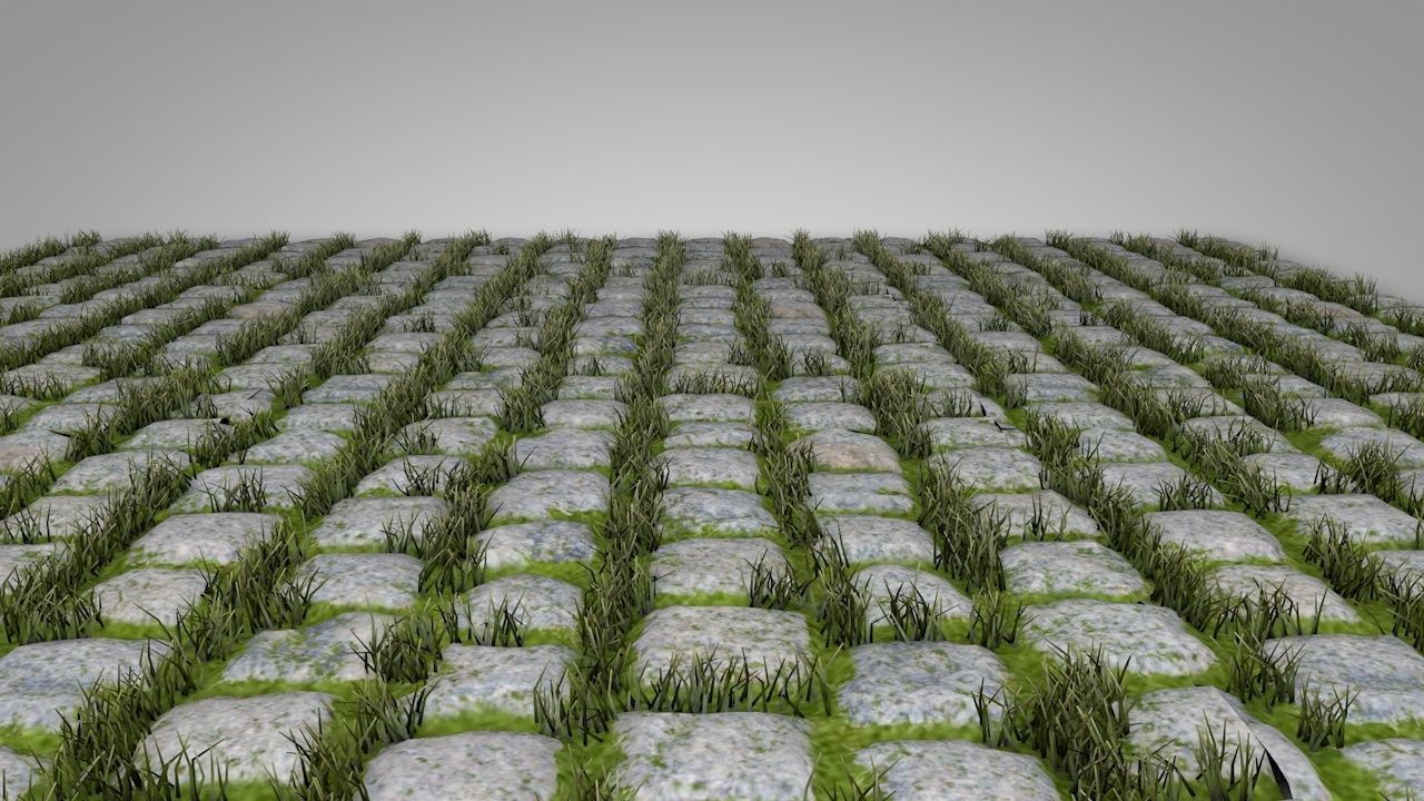 Seamless Grass Pavement Patterns Low-poly 3D model_14