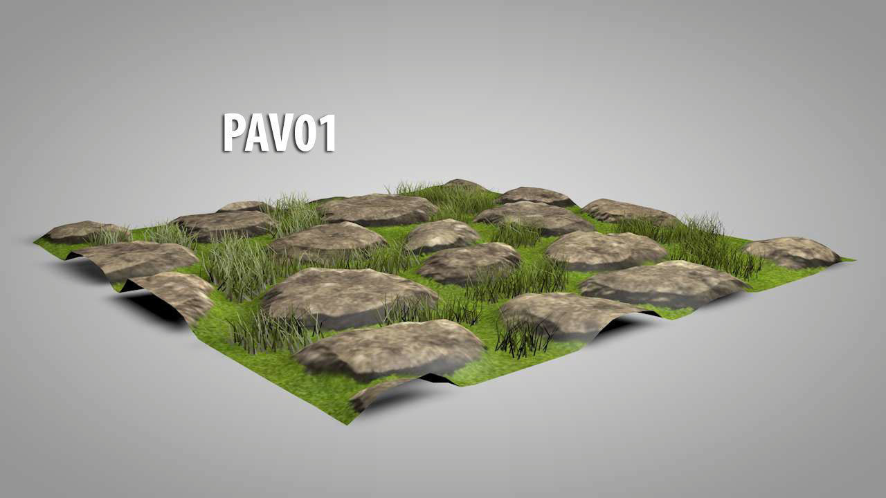 Seamless Grass Pavement Patterns Low-poly 3D model_3