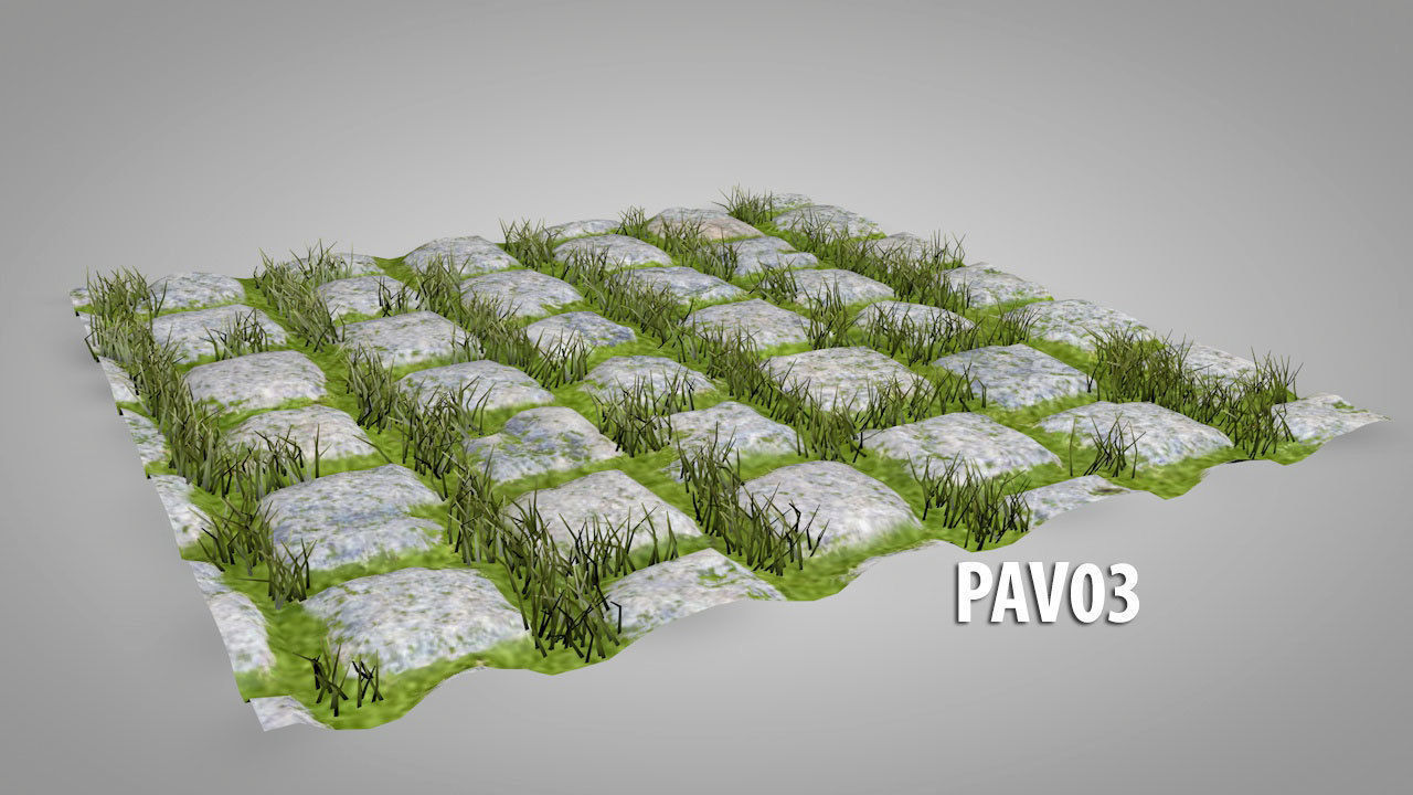 Seamless Grass Pavement Patterns Low-poly 3D model_11