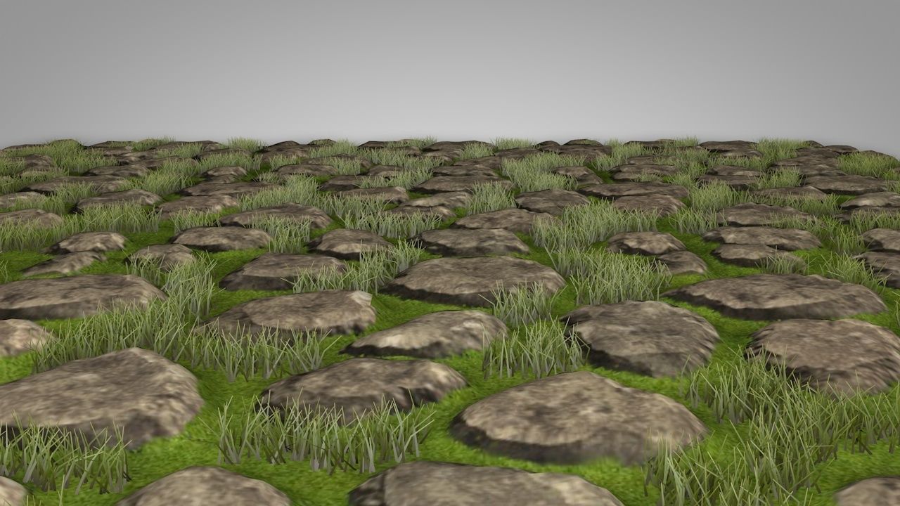 Seamless Grass Pavement Patterns Low-poly 3D model_6