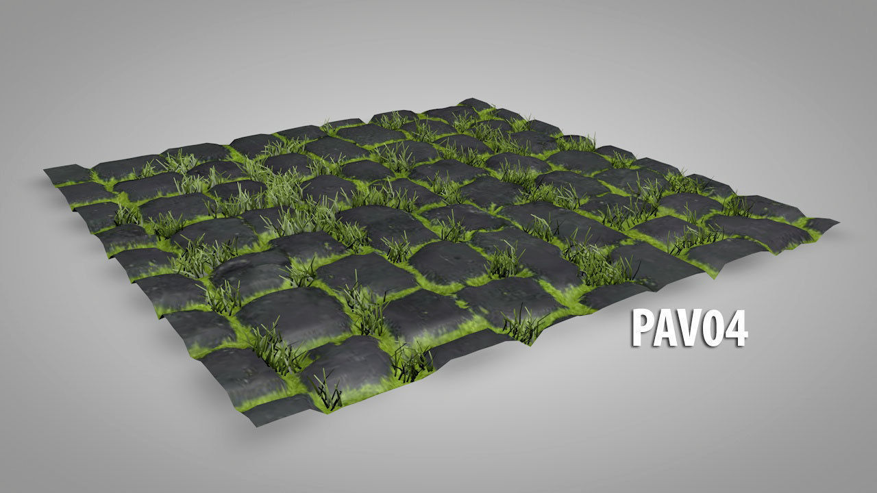 Seamless Grass Pavement Patterns Low-poly 3D model_15