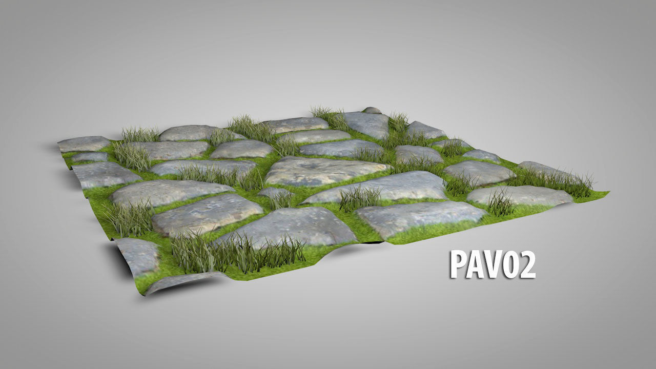 Seamless Grass Pavement Patterns Low-poly 3D model_7
