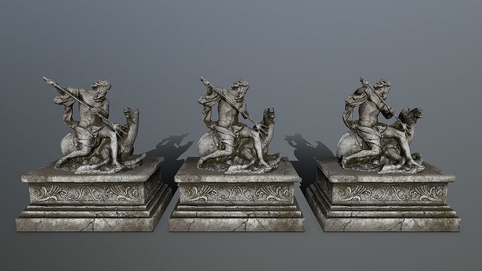 Neptune Statue Low-poly 3D model