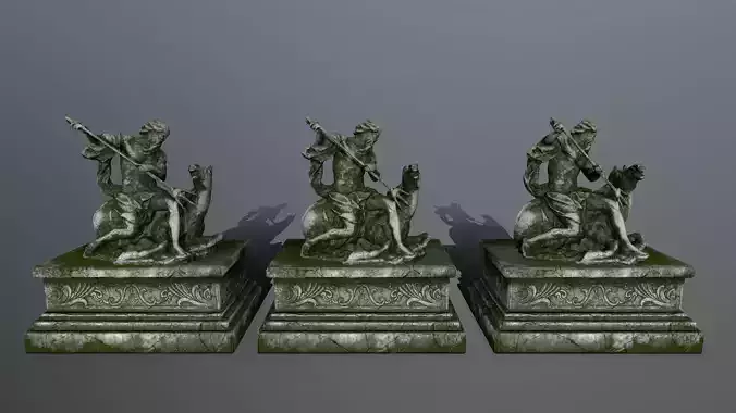 Neptune Statue Low-poly 3D model