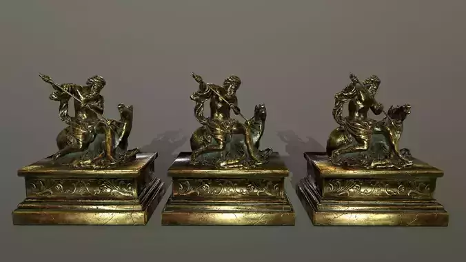 Neptune Statue Low-poly 3D model