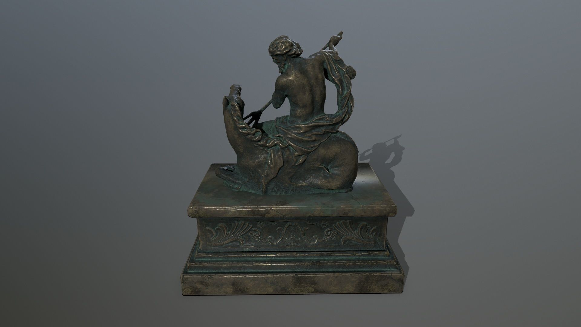 Neptune Statue Low-poly 3D model_7