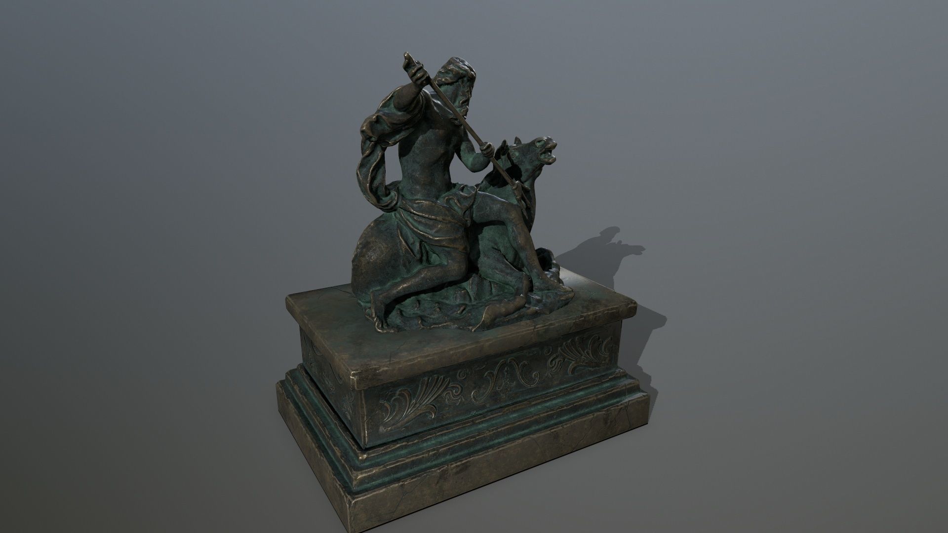 Neptune Statue Low-poly 3D model_3
