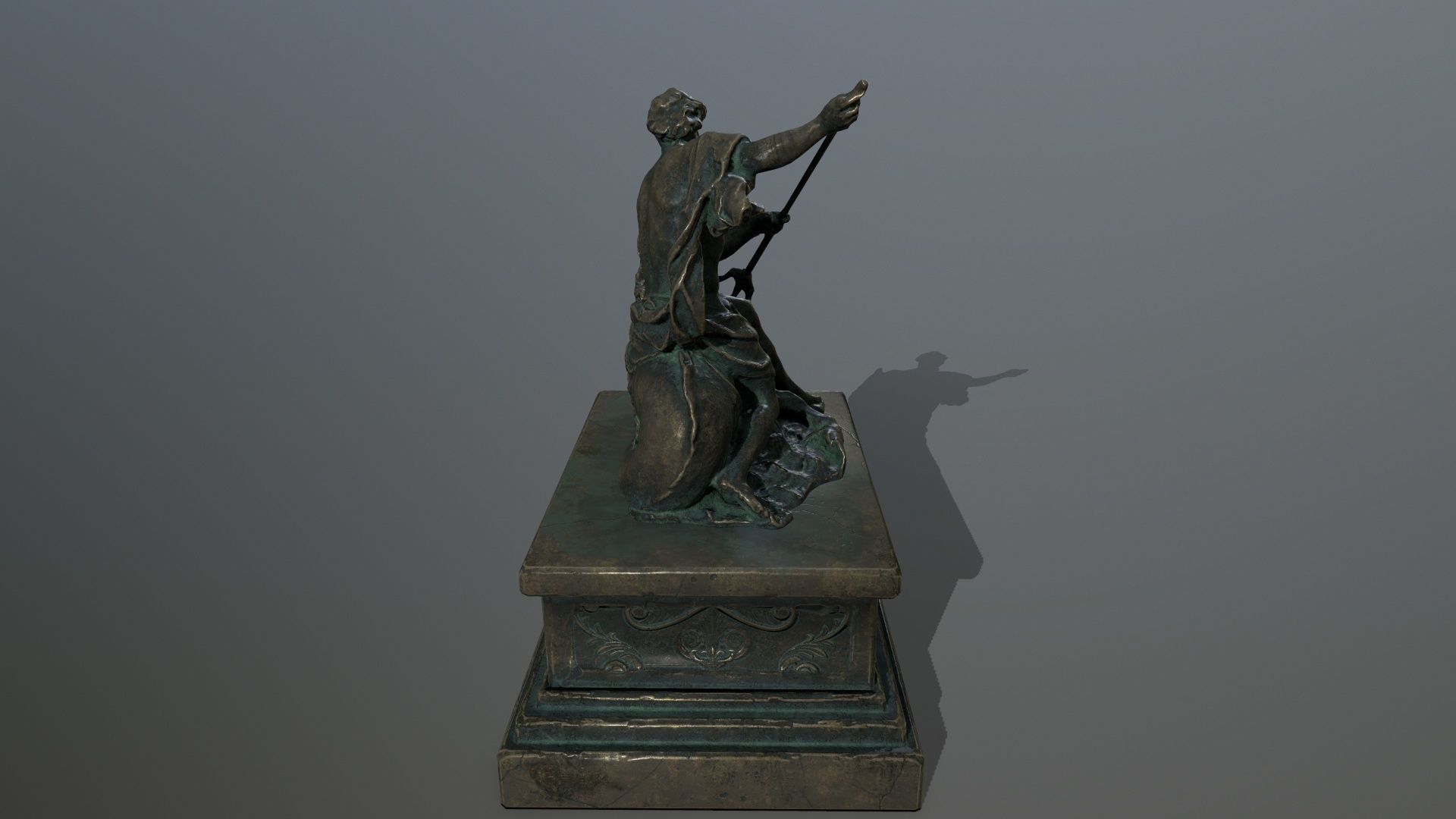Neptune Statue Low-poly 3D model_5