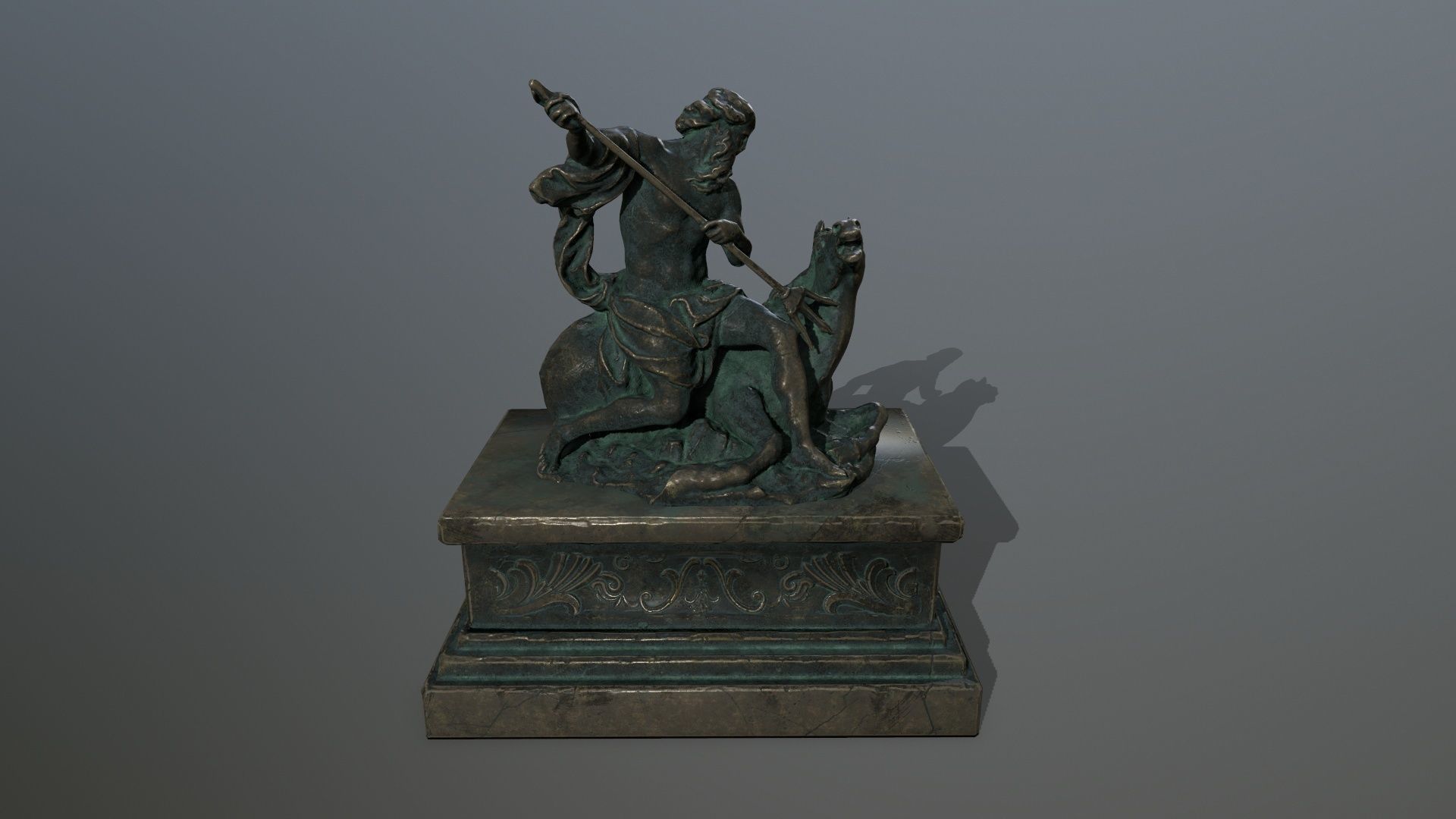 Neptune Statue Low-poly 3D model_2
