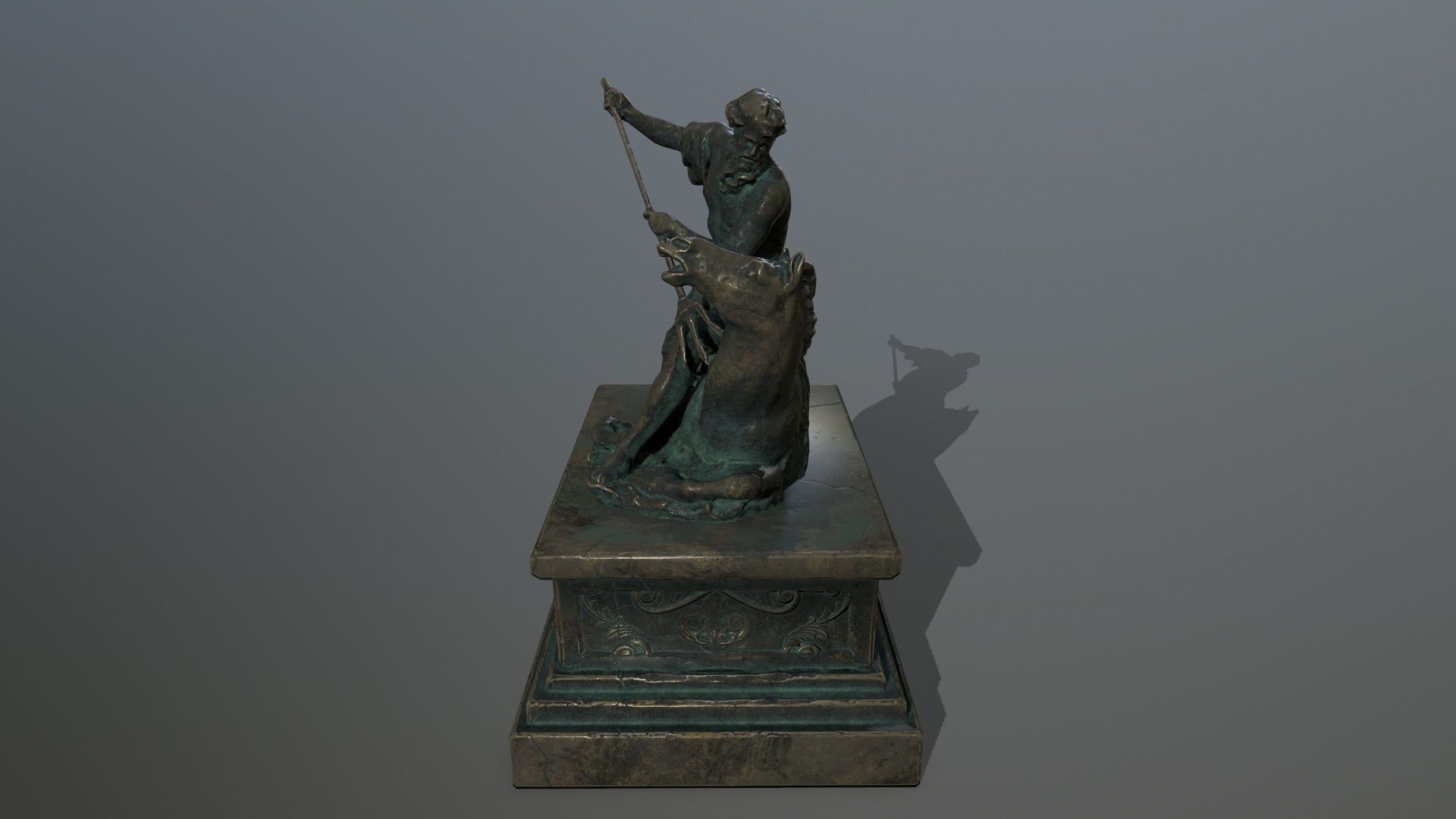 Neptune Statue Low-poly 3D model_9