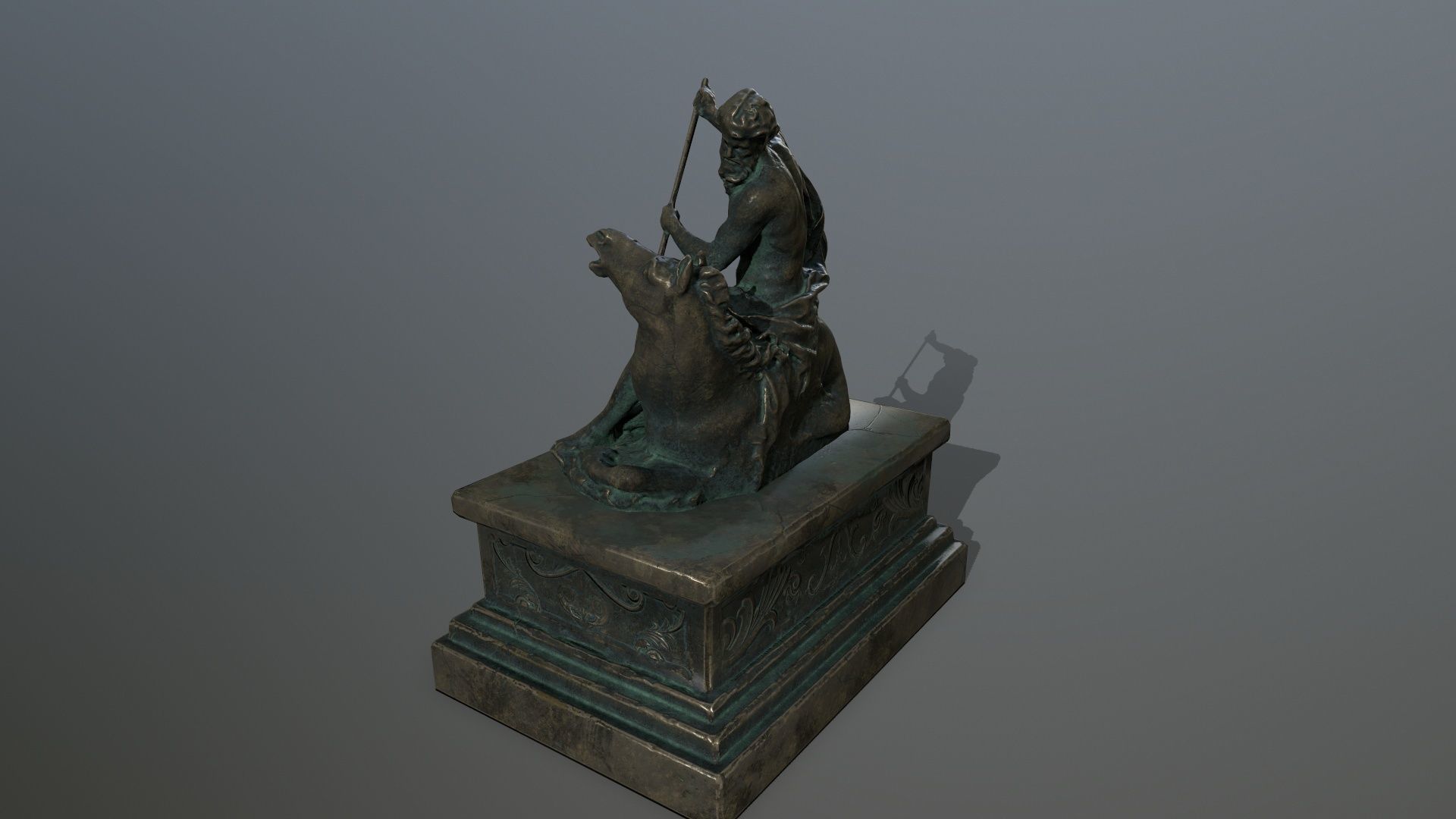Neptune Statue Low-poly 3D model_8