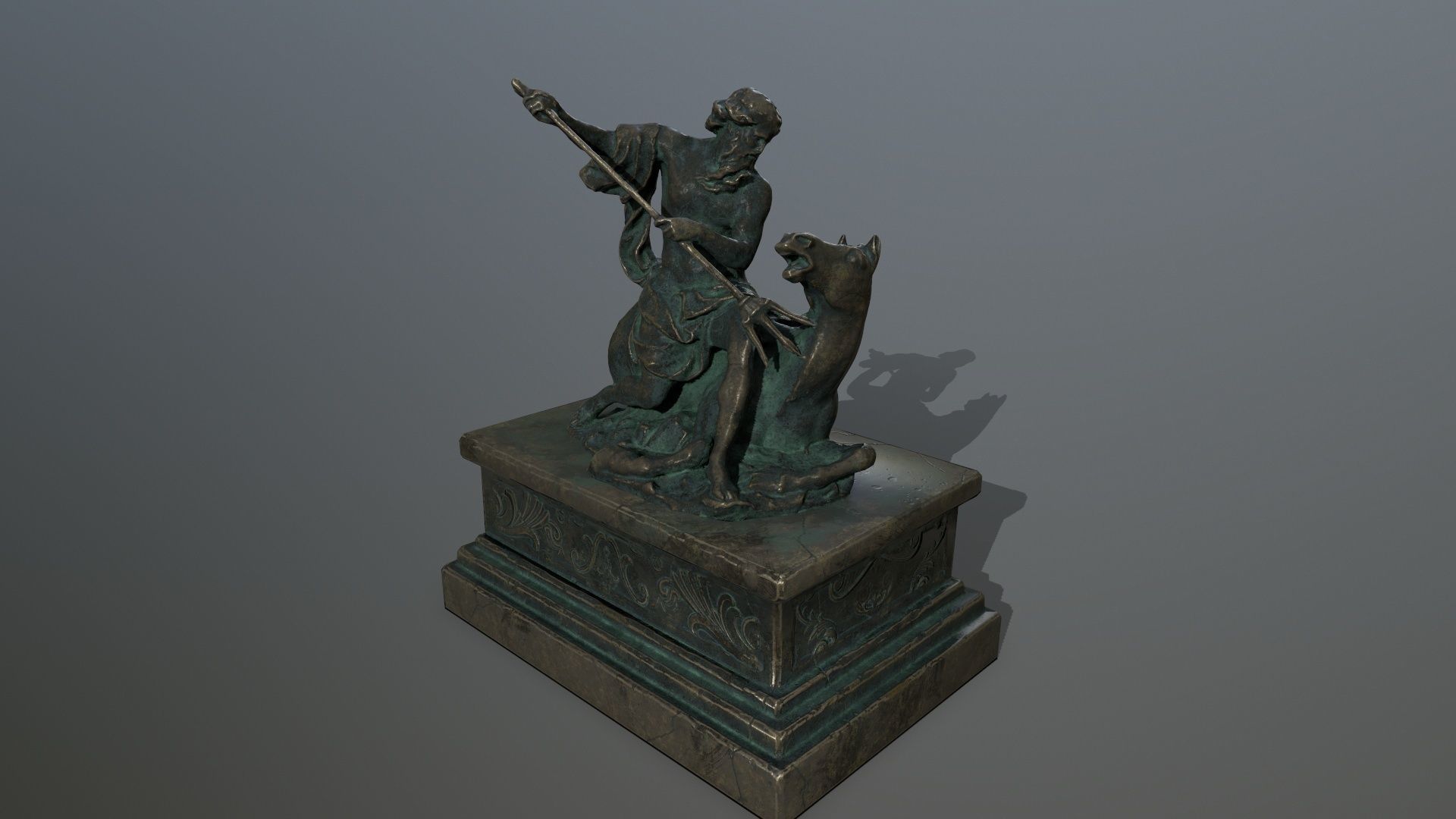 Neptune Statue Low-poly 3D model_10