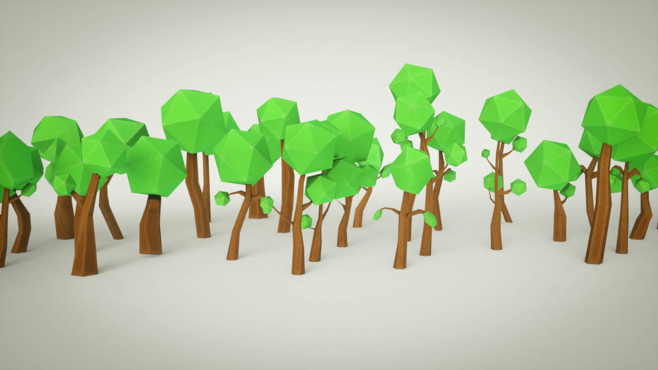 Cartoon Tree Forest Pack Low-poly 3D model_3