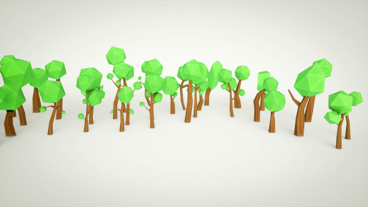 Cartoon Tree Forest Pack Low-poly 3D model_1