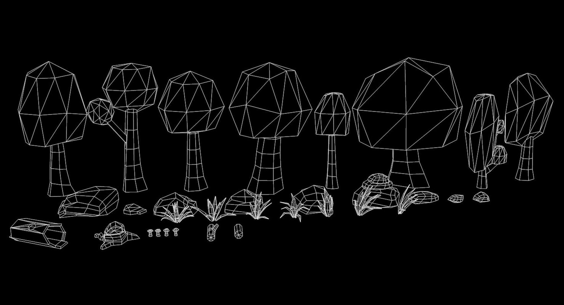 Cartoon low poly earth tree pack model Low-poly 3D model_13