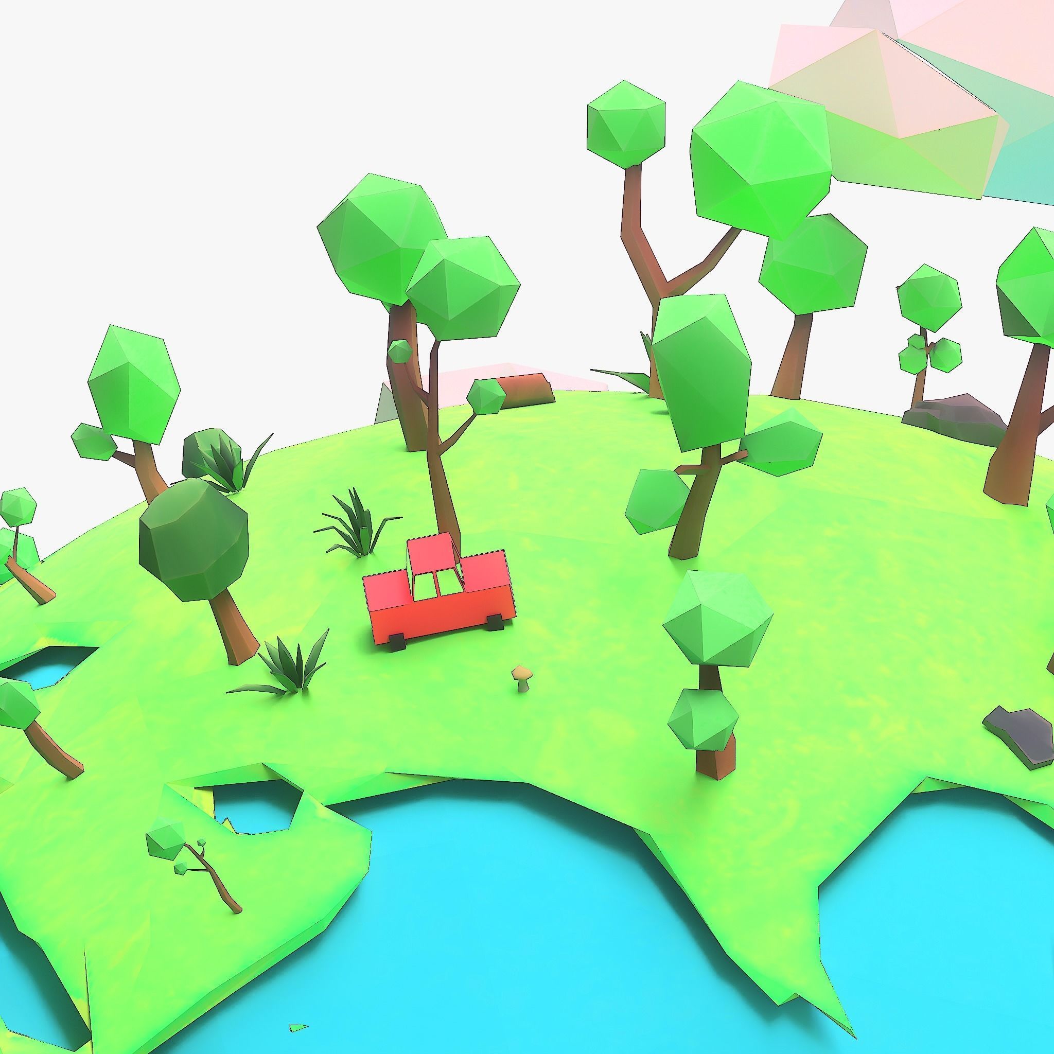 Cartoon low poly earth tree pack model Low-poly 3D model_10