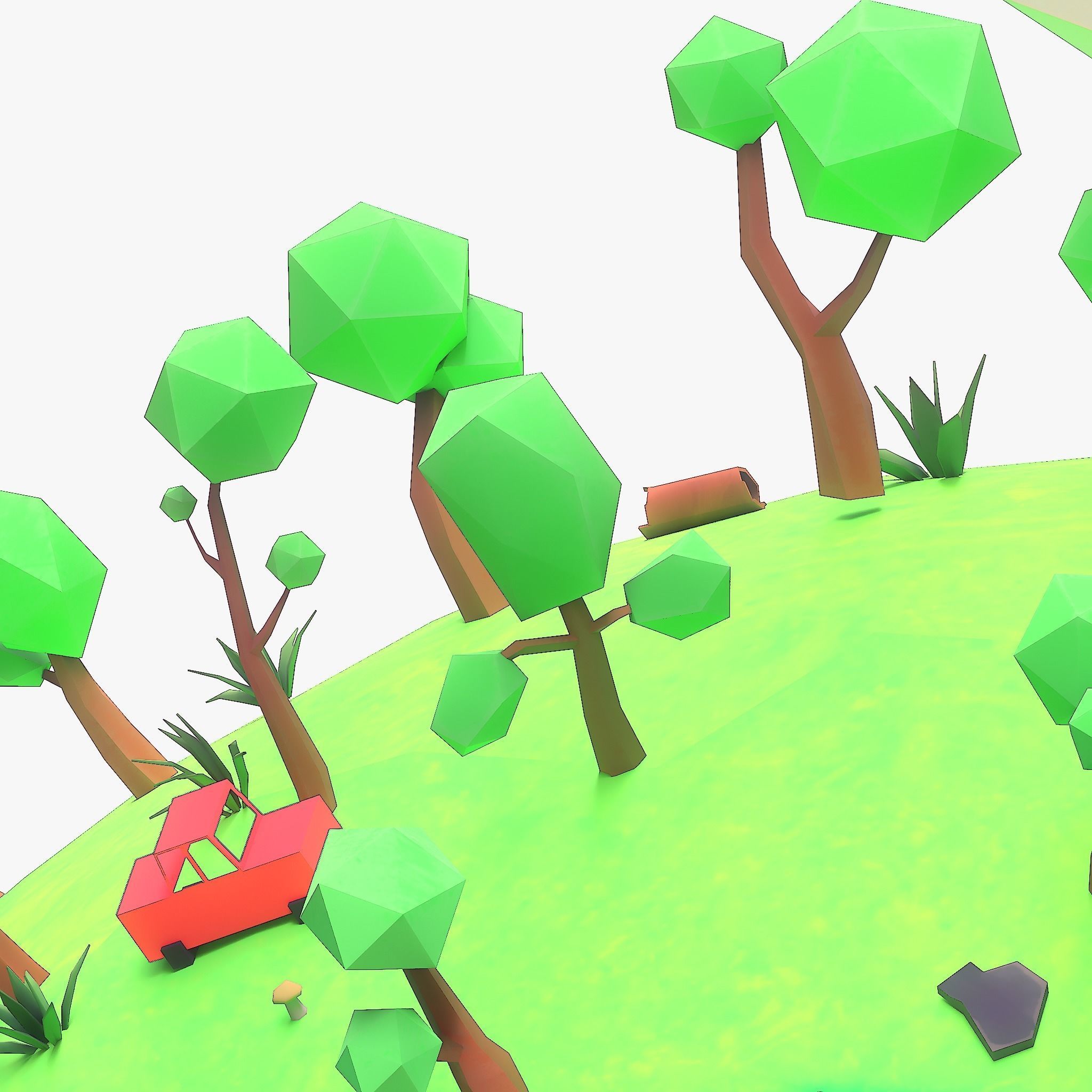 Cartoon low poly earth tree pack model Low-poly 3D model_9