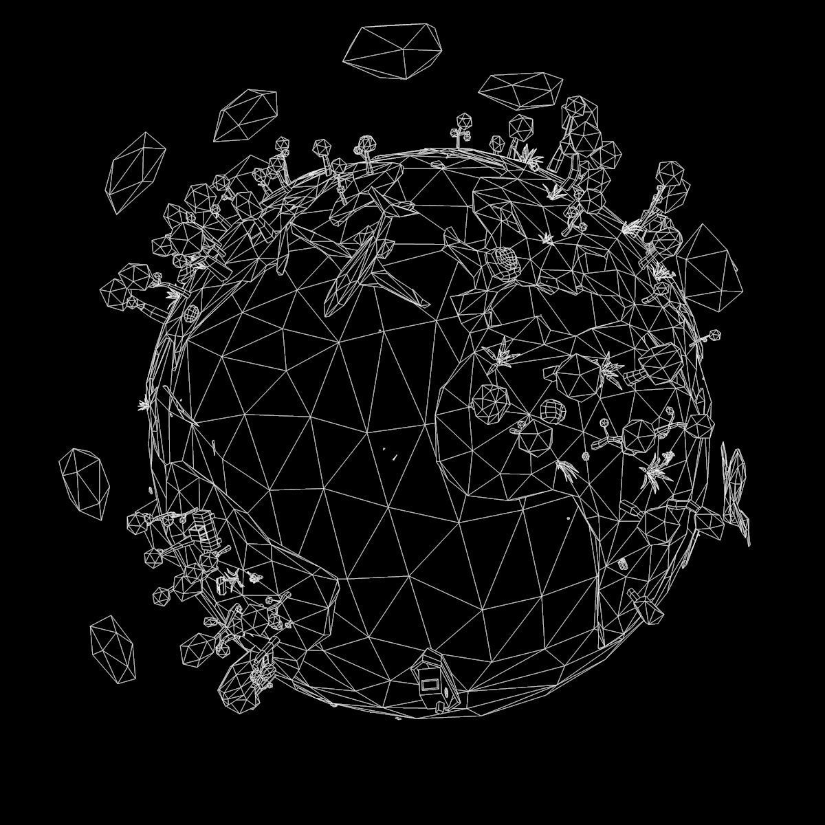 Cartoon low poly earth tree pack model Low-poly 3D model_14