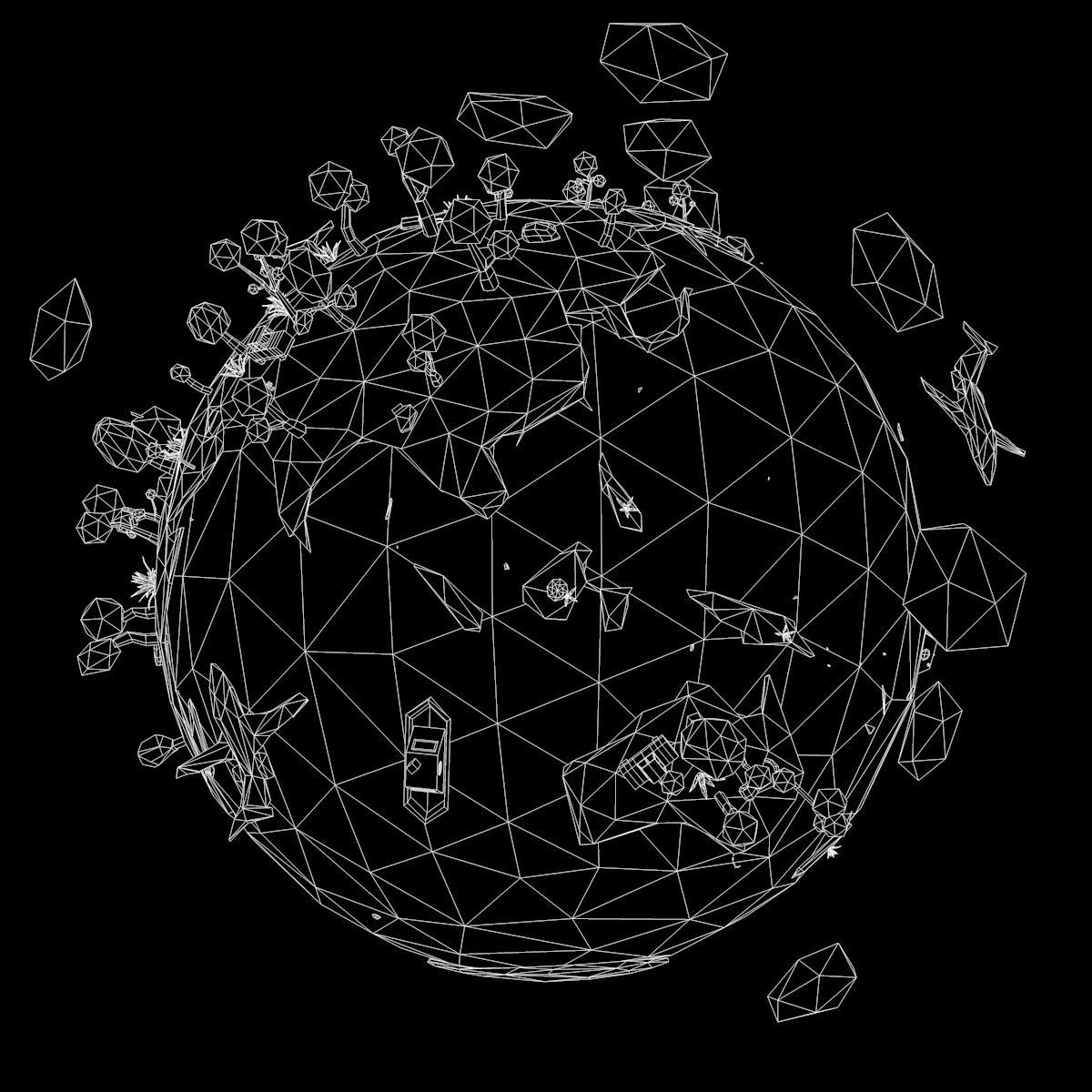 Cartoon low poly earth tree pack model Low-poly 3D model_15