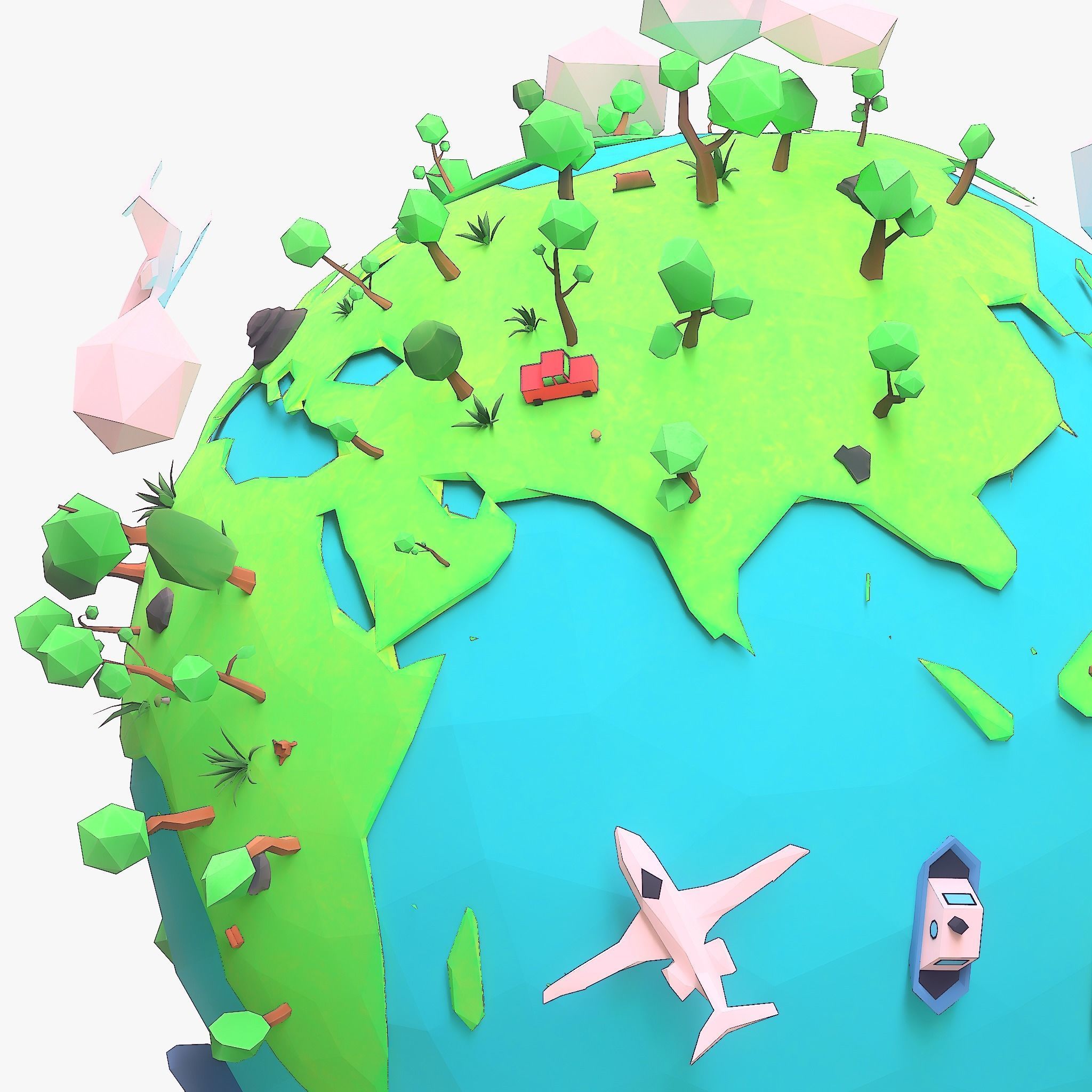 Cartoon low poly earth tree pack model Low-poly 3D model_7