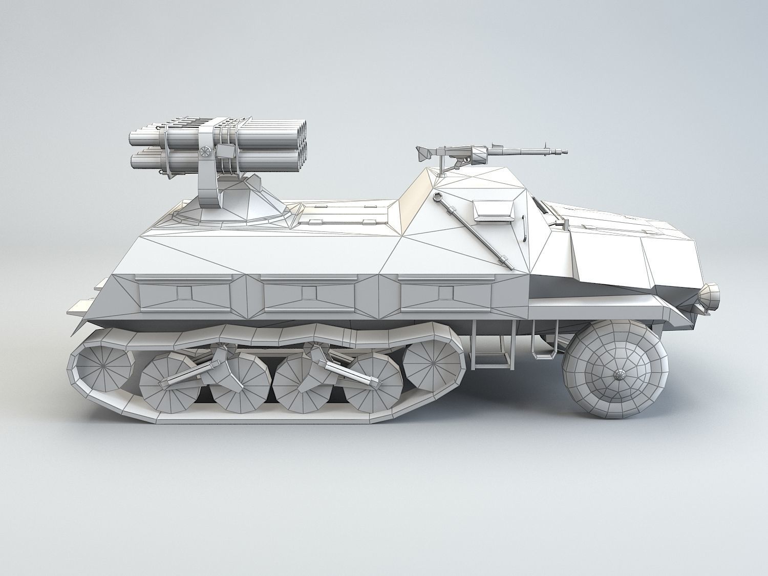 Low Poly 15 cm Panzerwerfer 42 Maultier Low-poly 3D model_11