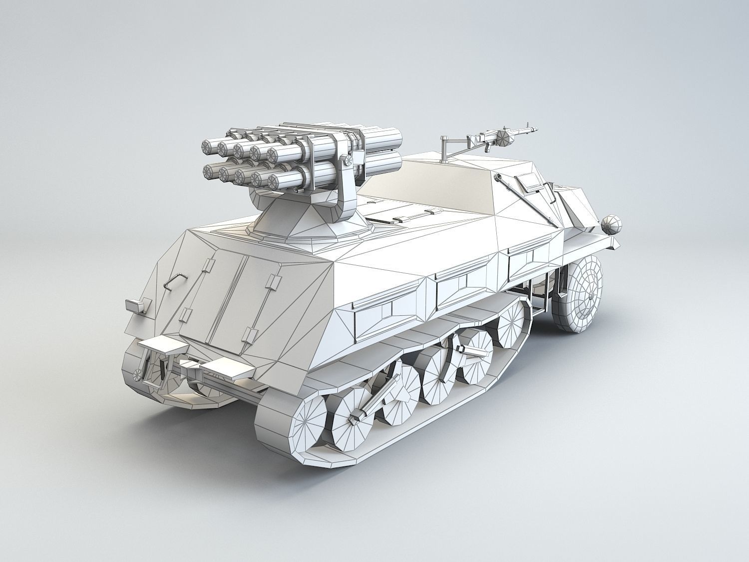 Low Poly 15 cm Panzerwerfer 42 Maultier Low-poly 3D model_8