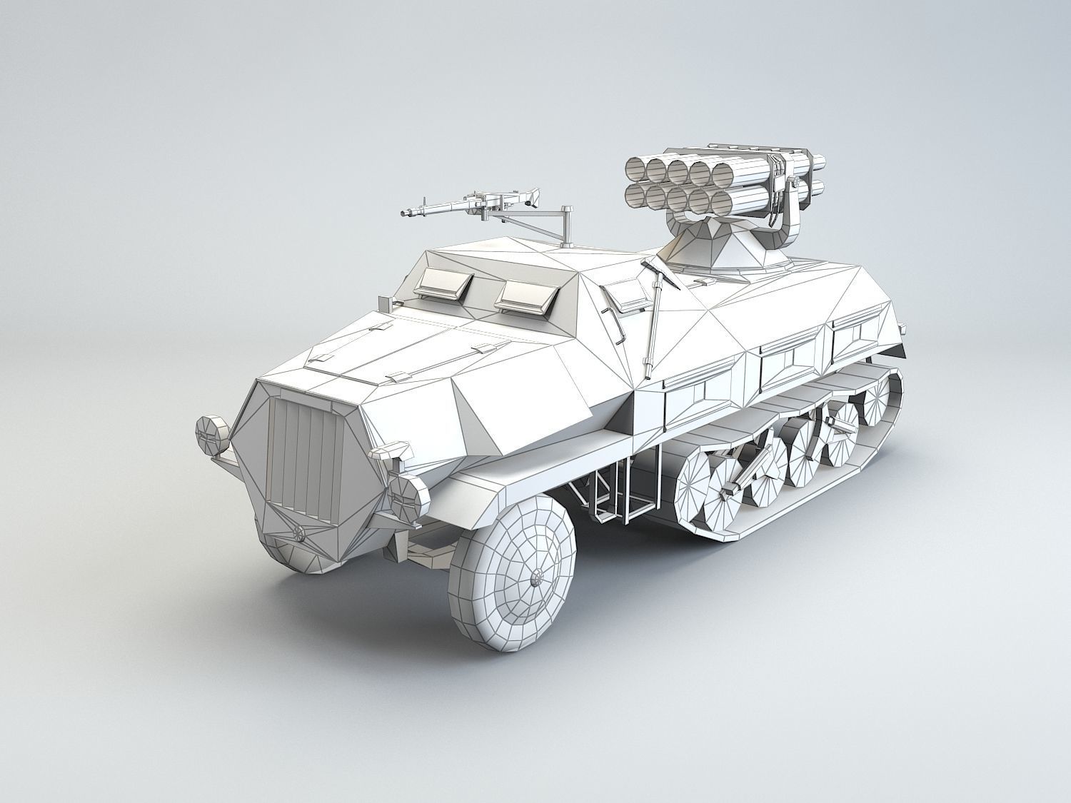 Low Poly 15 cm Panzerwerfer 42 Maultier Low-poly 3D model_4