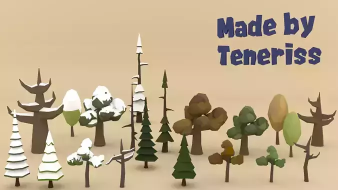 Low Poly Tree Pack - 20 pcs