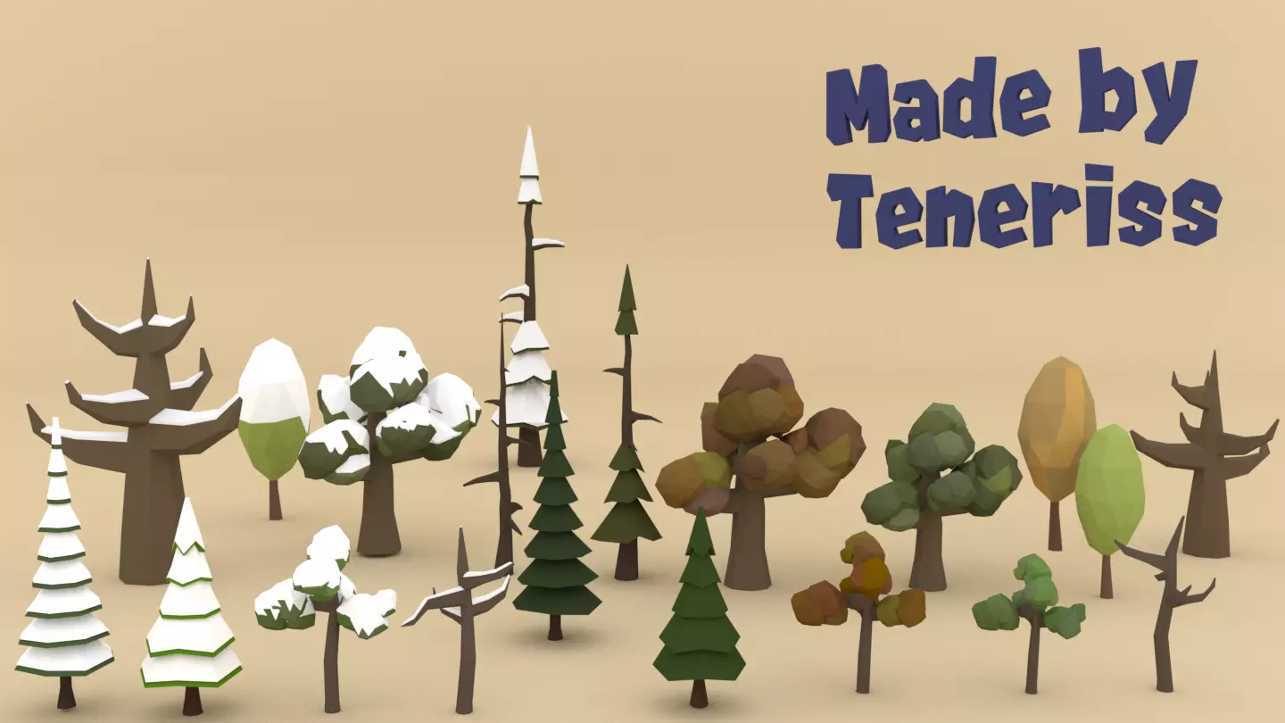 3D model Low Poly Tree Pack - 20 pcs VR / AR / low-poly | CGTrader