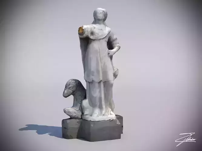 Statue 3 of woman with dog