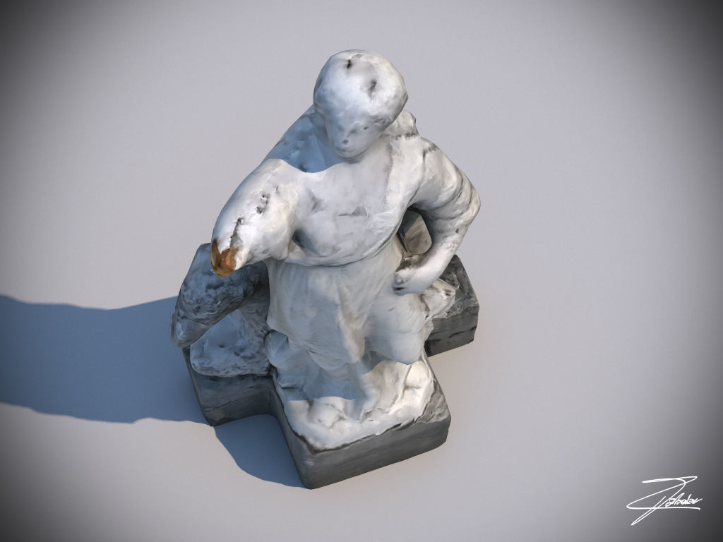 Statue 3 of woman with dog Low-poly 3D model_4