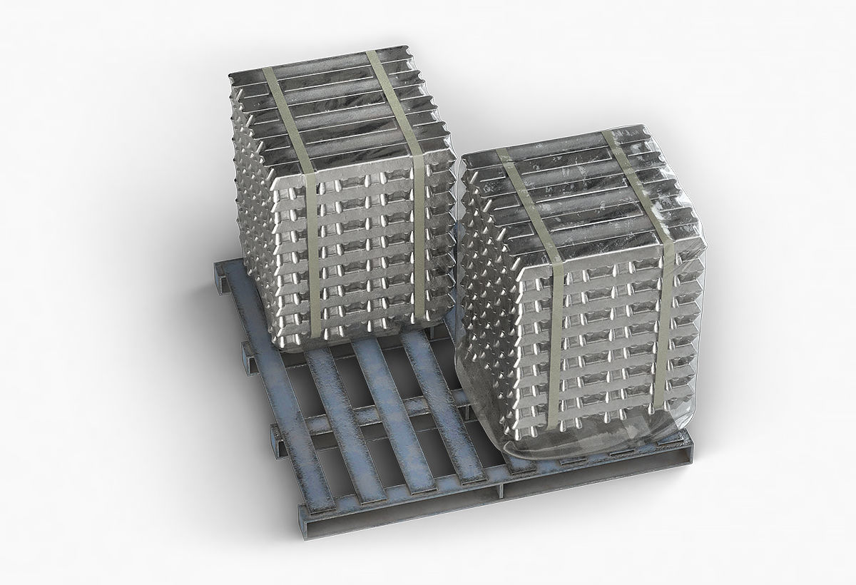 Aluminium Zinc Nickel Silver Titan Steel ingot 2 3D model_9