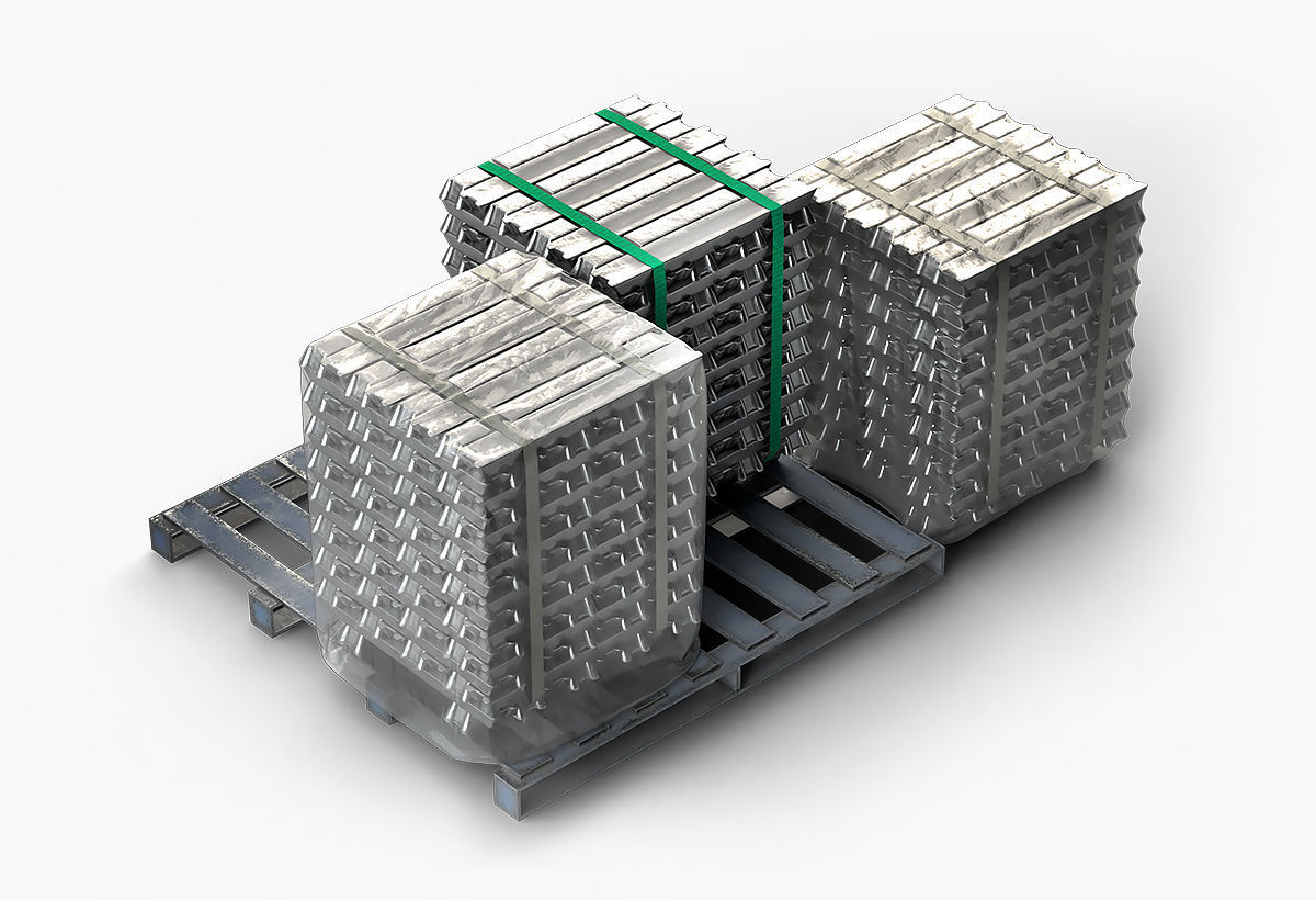 Aluminium Zinc Nickel Silver Titan Steel ingot 2 3D model_10