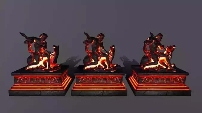Neptune Statue Low-poly 3D model