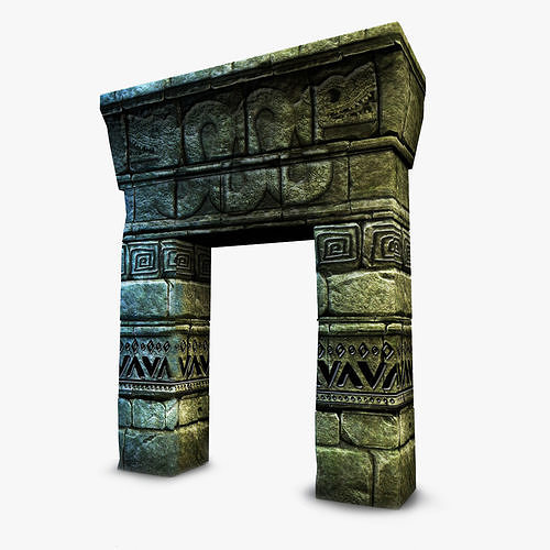 Aztec mayan gate Low-poly 3D model