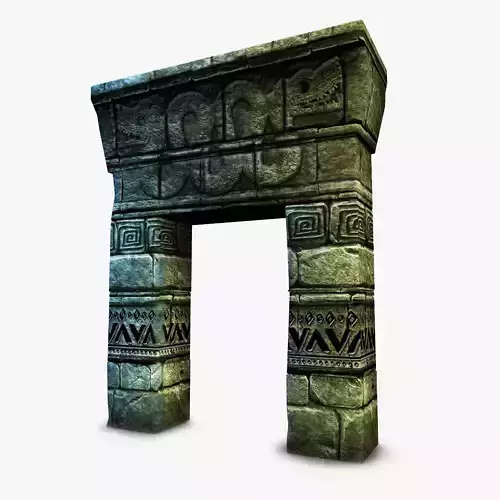 Aztec mayan gate Low-poly 3D model