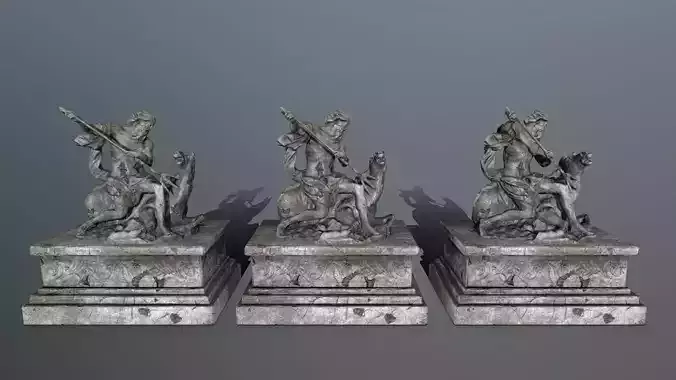 Neptune  Statue Low-poly 3D model