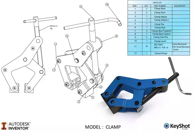 Clamp and parts that go with it