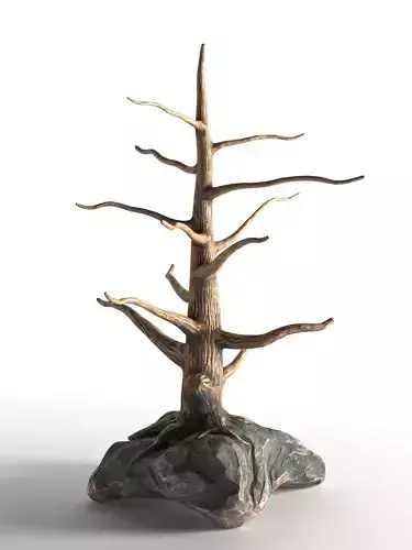 Decorative bronze tree and rock