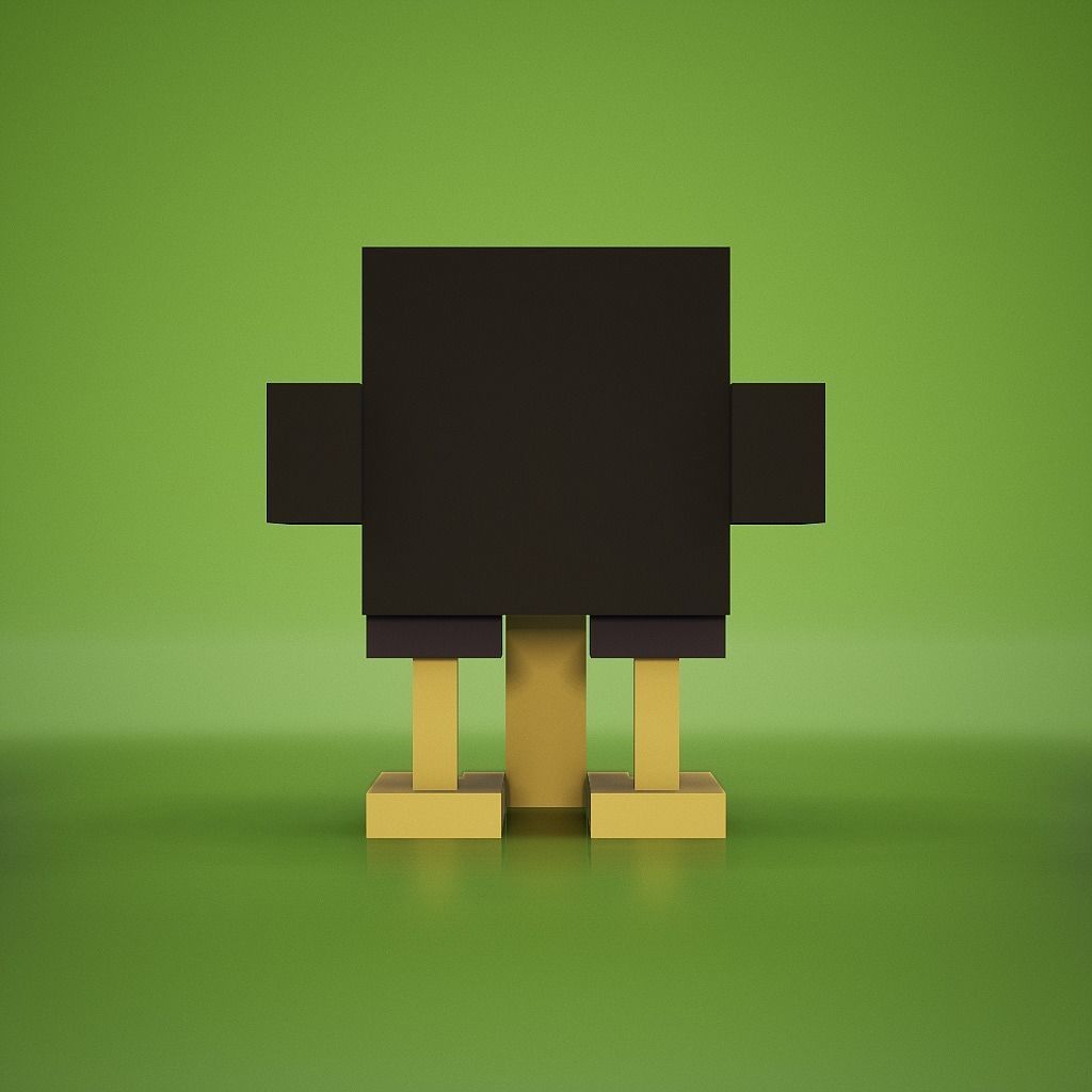 Voxel - Kiwi Low-poly 3D model_3