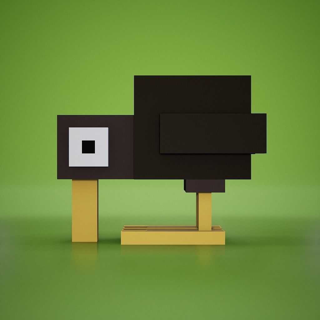 Voxel - Kiwi Low-poly 3D model_5