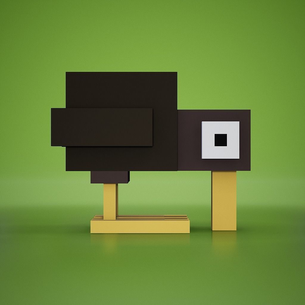 Voxel - Kiwi Low-poly 3D model_4