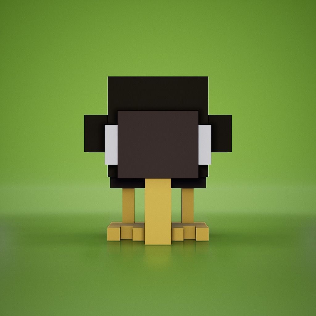 Voxel - Kiwi Low-poly 3D model_2
