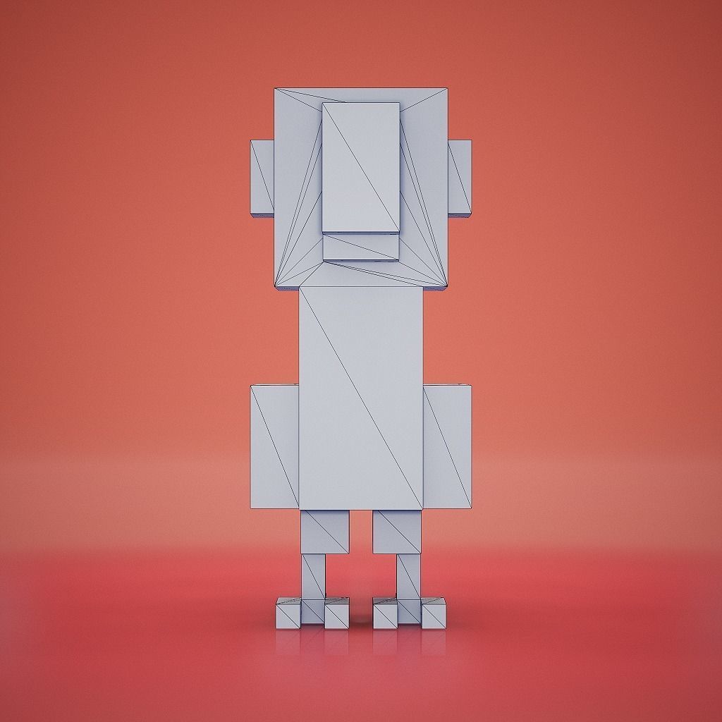 Voxel - Blue Macaw Parrot Low-poly 3D model_8