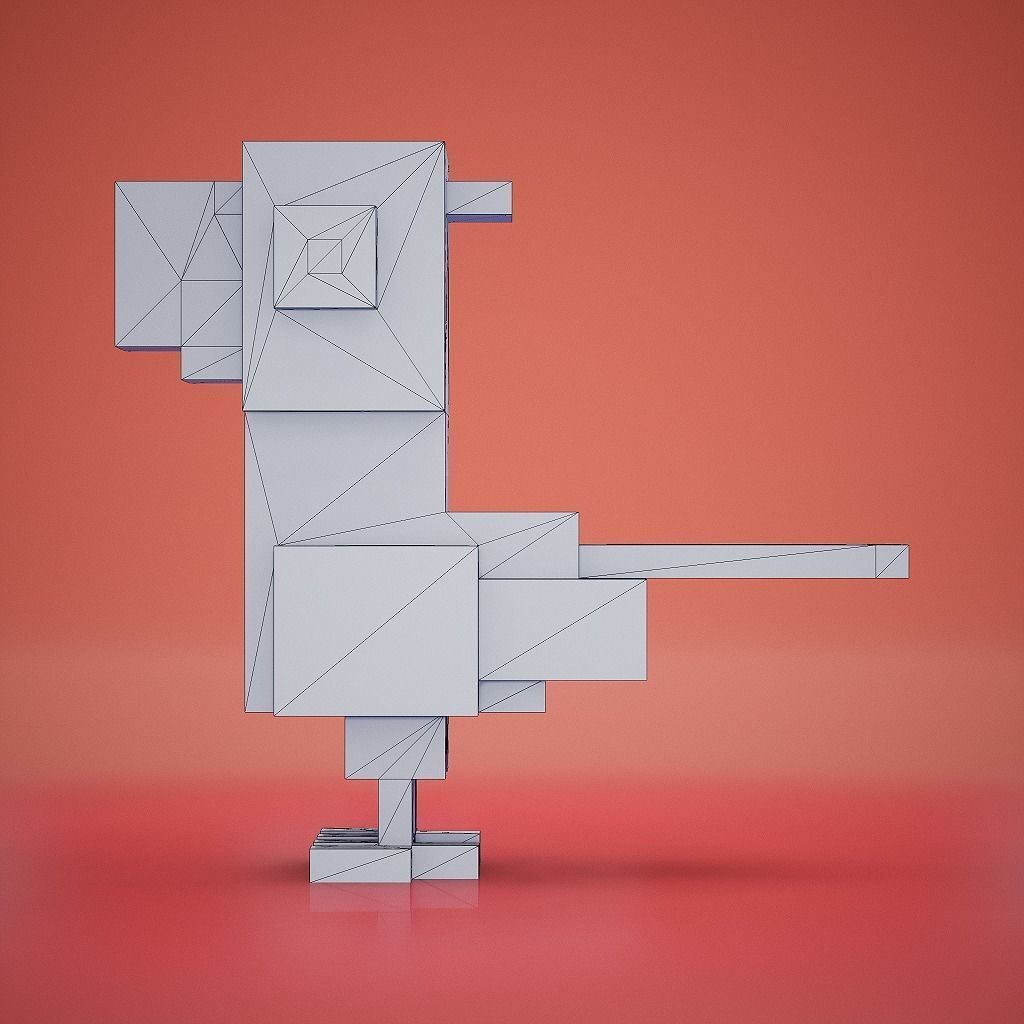 Voxel - Blue Macaw Parrot Low-poly 3D model_11