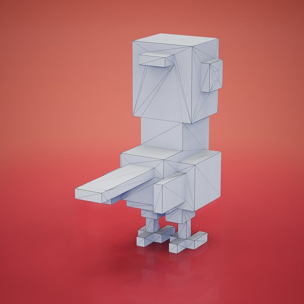 Voxel - Blue Macaw Parrot Low-poly 3D model_7