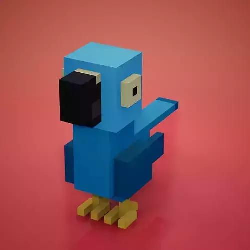 Voxel - Blue Macaw Parrot Low-poly 3D model