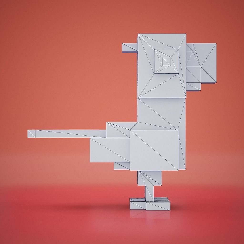 Voxel - Blue Macaw Parrot Low-poly 3D model_10