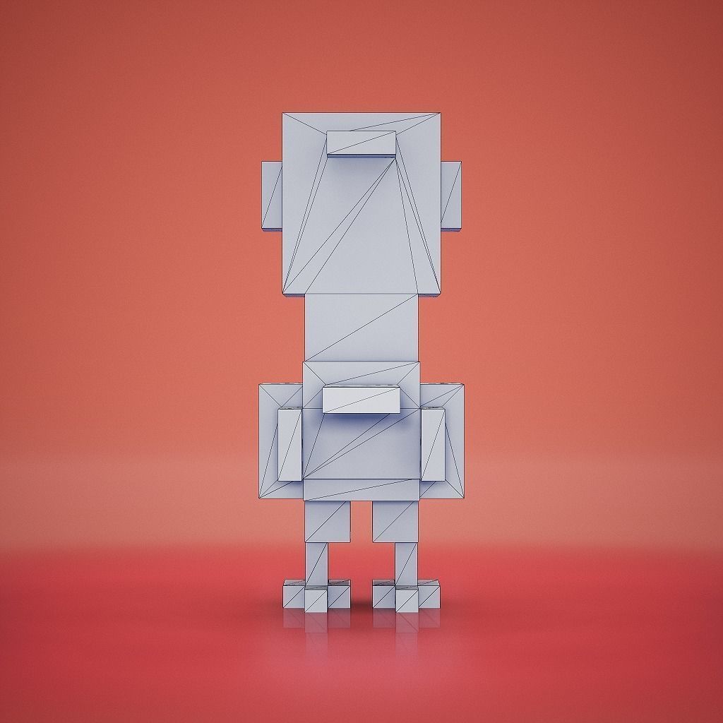 Voxel - Blue Macaw Parrot Low-poly 3D model_9